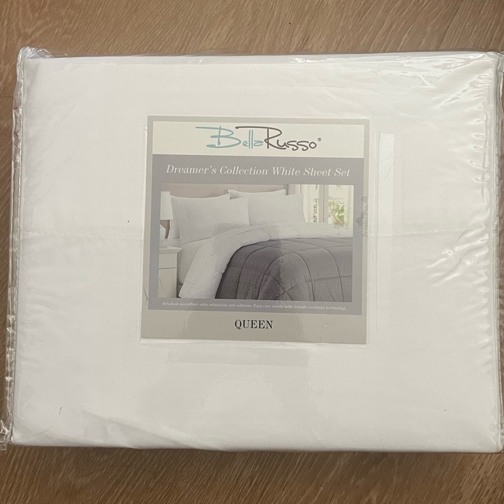 Bella Russo Dreamer's Collection White Sheet Set - Queen